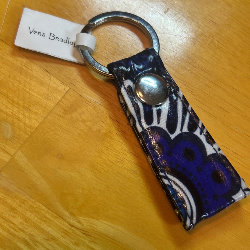 Vera Bradley Keychain, Navy Blue and White - New